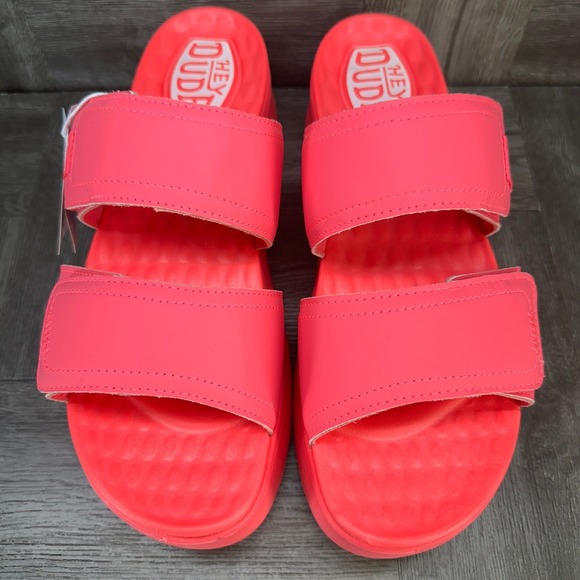 Hey Dude Delray Slide Mono Women 11 Electric Pink NEW Platform Sandals 41761-6QQ - Picture 4 of 8